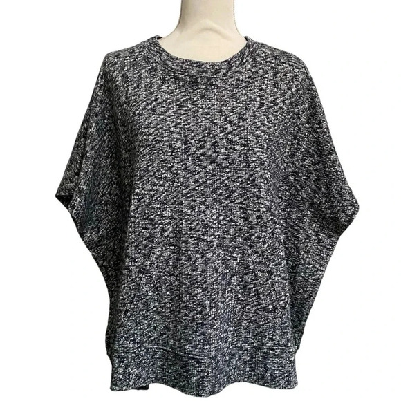 Lou & Grey Marled Knit Cotton Poncho XS/S Neutral Oversized Pullover - Picture 3 of 16
